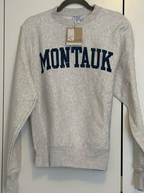 Champion Montauk Crewneck Sweatshirt - Light Gray with Navy NWT Adult/unisex